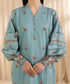 Women's Unstitched Embroidered Turquoise Fine Cotton Satin Three Piece Suit